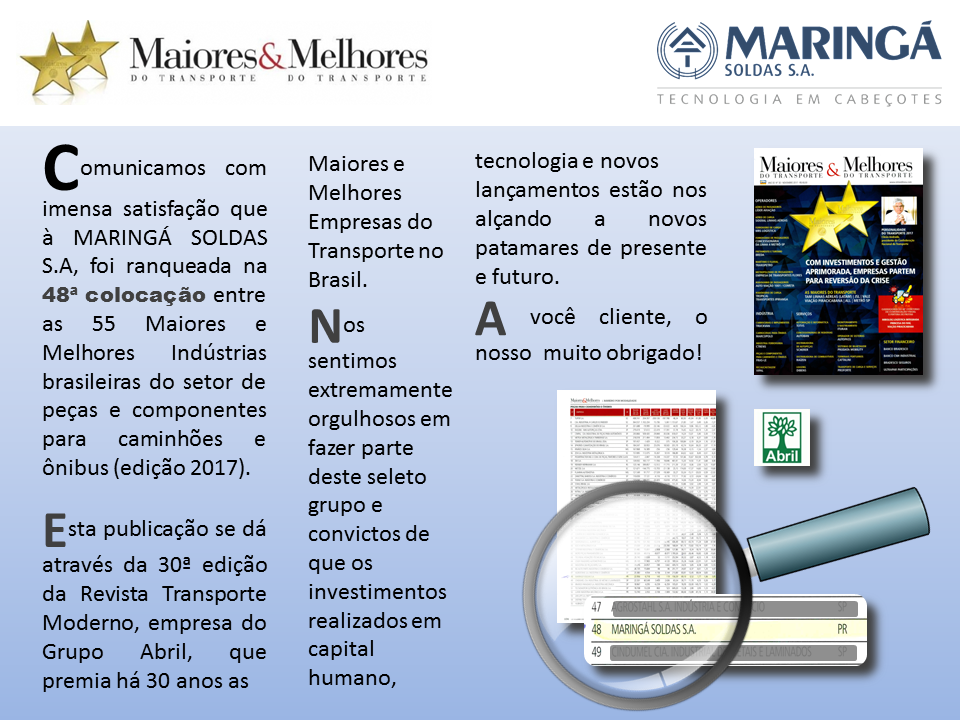 (Português do Brasil) PRÊMIO MAIORES E MELHORES 2017